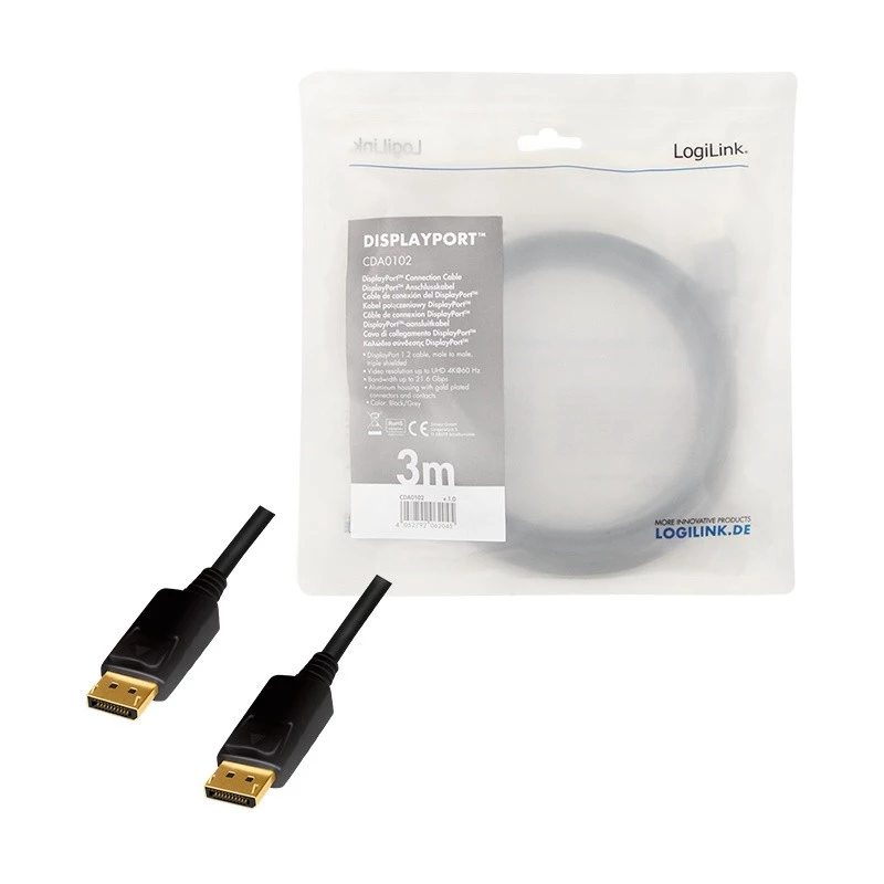 DisplayPort kaabel LogiLink CDA0102 3 m Hall Must