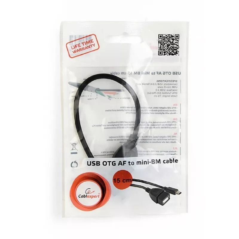 USB OTG kaabel Mini BM -> USB AF 15cm