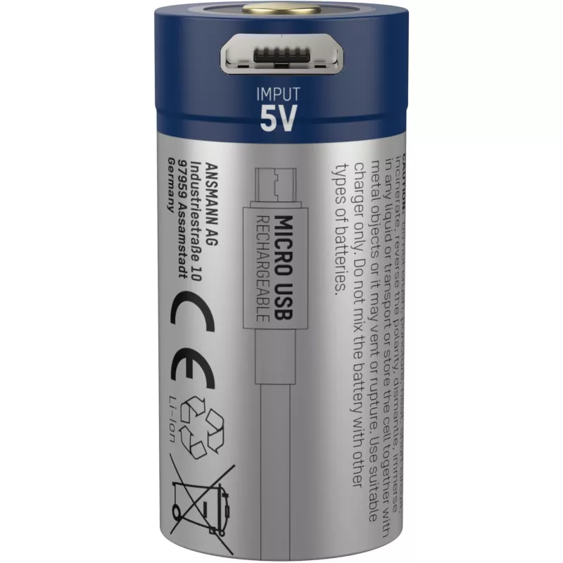 Ansmann 16340 Li-ion laetav aku 850 mAh 3,6 V Micro USB sisend 1300-0015