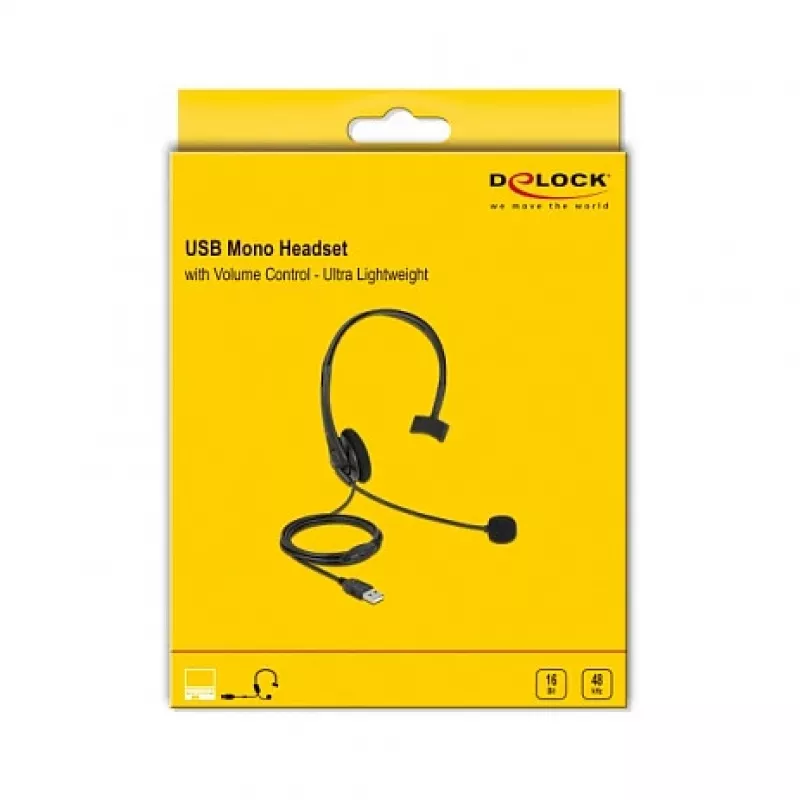 Peakomplekt DeLOCK USB mono peakomplekt helitugevuse reguleerimisega