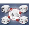 Universaalne reisiadapter GEMBIRD TPA-INT-01-W — sisend 100–250 V, G-tüüpi pistik, kompaktsed mõõtmed 84×56×85 mm