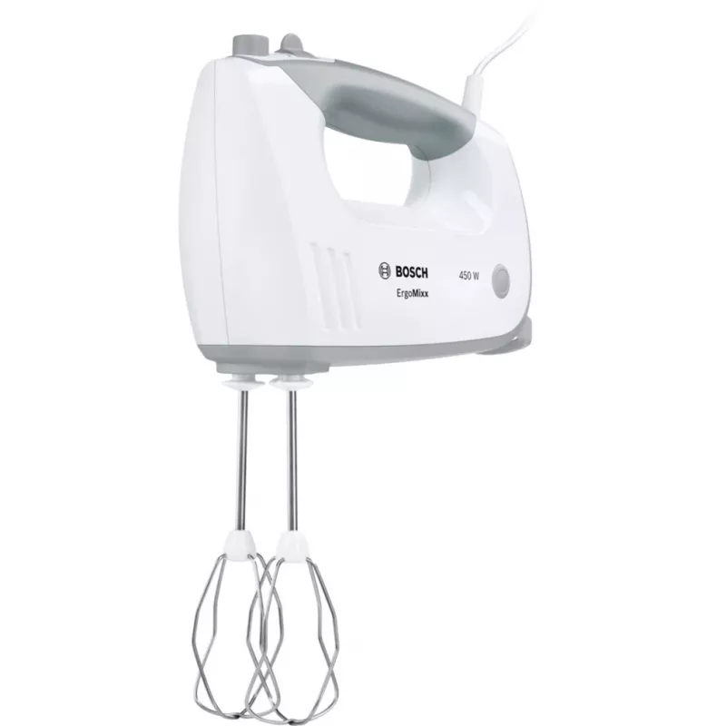 Hand mixer Bosch MFQ36400 — 450 W, 5 speeds, turbo, 1.3 m cord, hall/Valge