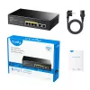 Võrgukommutaator Cudy FS1006P Fast Ethernet 6-pordiline (4 PoE, 1 PoE+) 10/100 Mbit/s, 1,2 Gbit/s ribalaius, metallkorpus, raami/seinale kinnitatav
