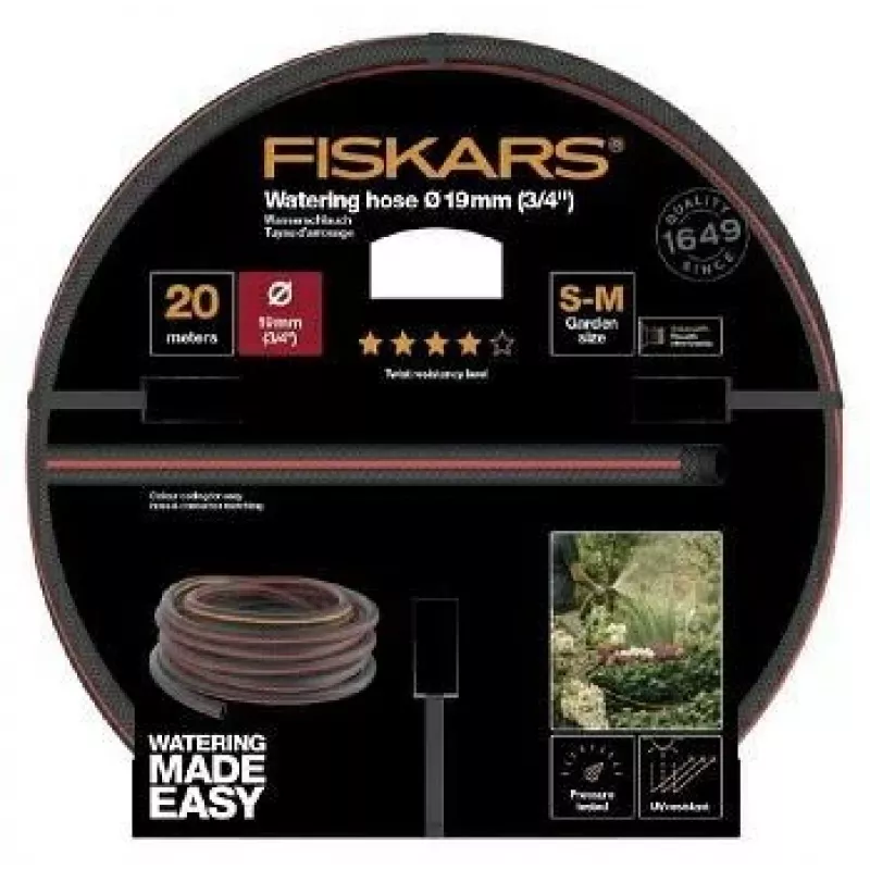 Aia kastmisvoolik Fiskars Q4 3/4 tolli 20 m, vastupidav 19 mm siseläbimõõt