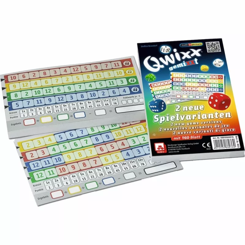 Qwixx Mixed Extra Score Pads Täringumäng