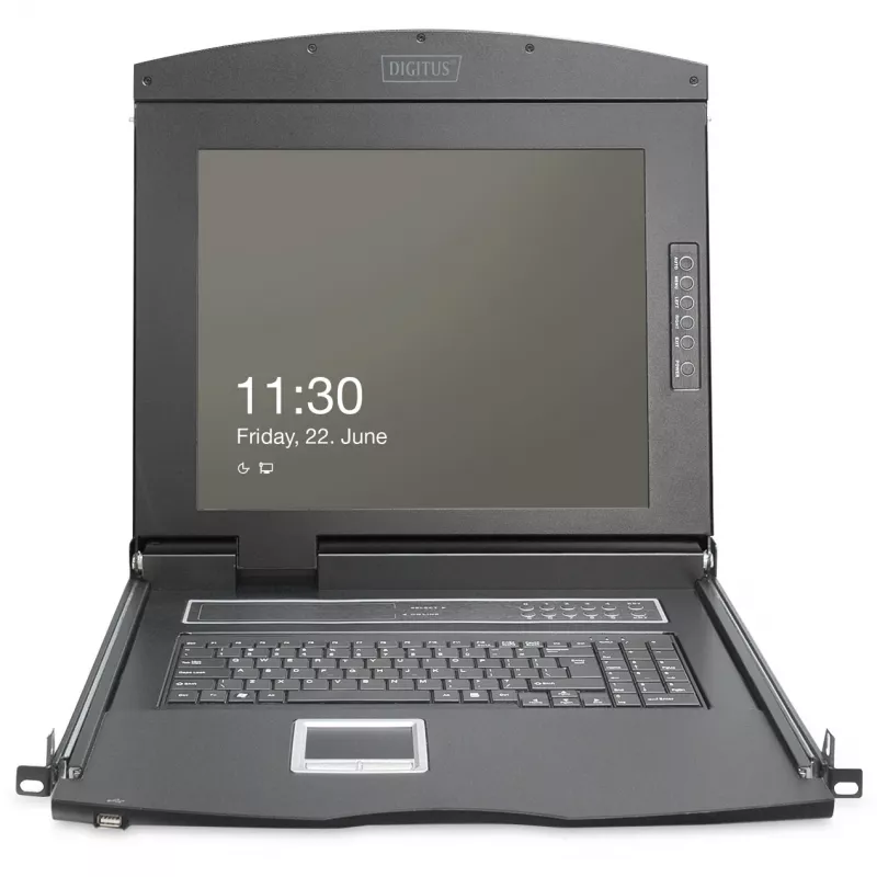 KVM-konsool Digitus 19 tolli HD LCD 16-pordiga VGA saksa klaviatuur