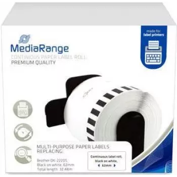 Pidevpabersilt MediaRange DK-22205 62mm 30,48m must valgel
