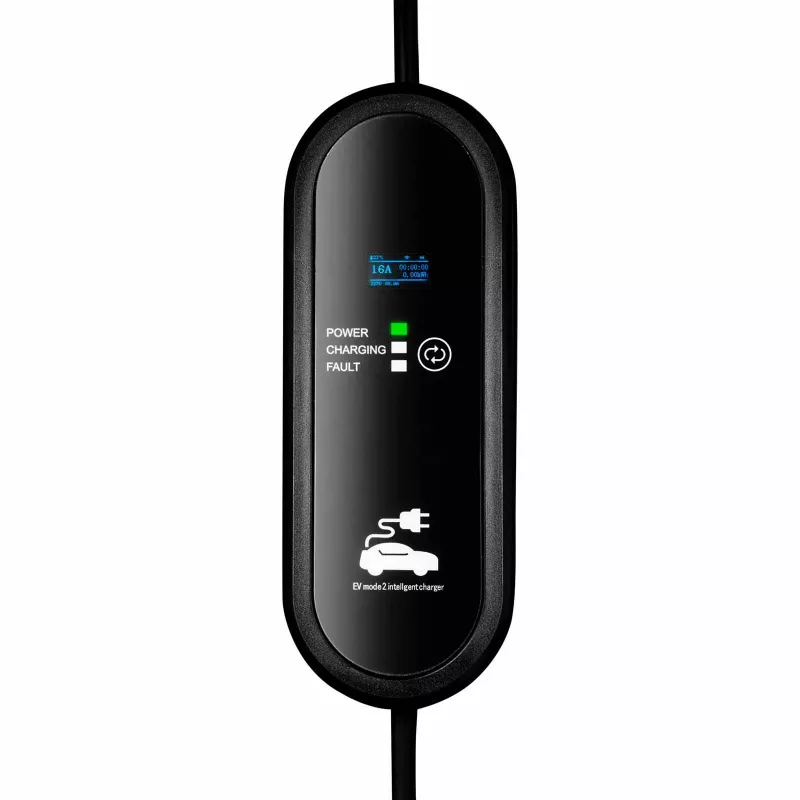 Akyga AK-EC-19 elektriauto laadija Type 2 LCD 1-faasiline 16A 3.8kW 5m