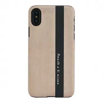 Nutitelefoni ümbris man and wood iPhone X/XS jaoks — must nahk