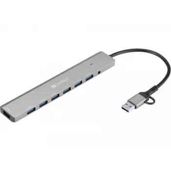 USB-jaotur SANDBERG 136-66 — 7x USB 3.0 porti, välise toitega