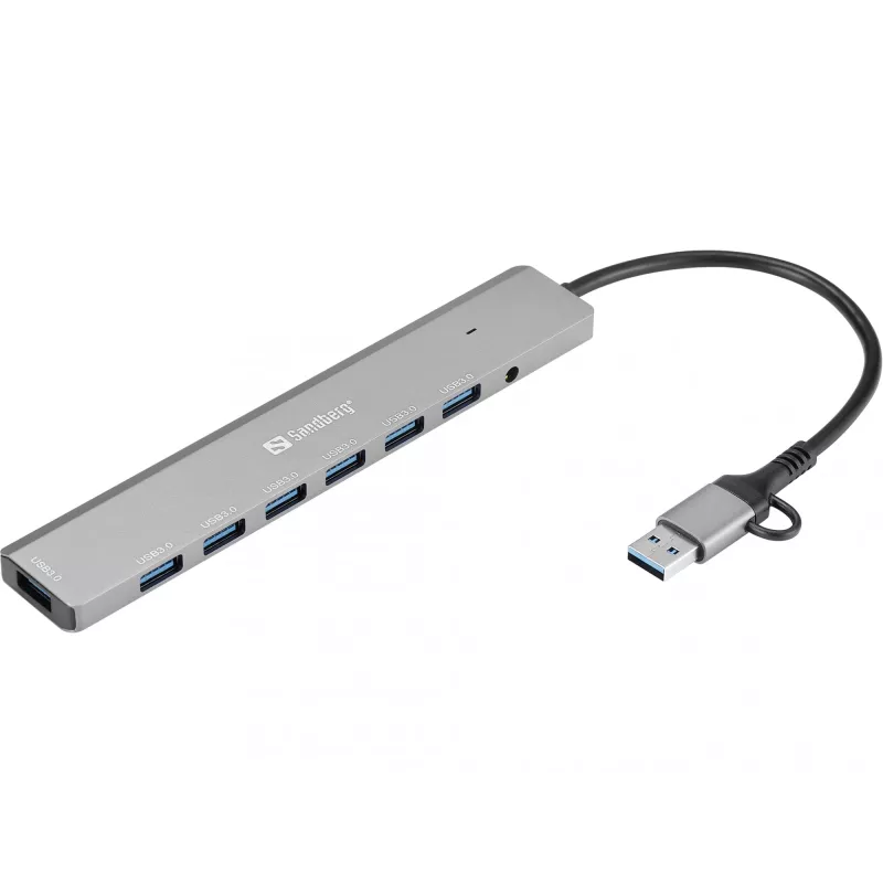 USB-jaotur SANDBERG 136-66 — 7x USB 3.0 porti, välise toitega