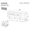 Kummut cama meble ALMERA 156×42×75 cm, pähkel/kašmiir, 3 sahtlit, puitlaastplaat