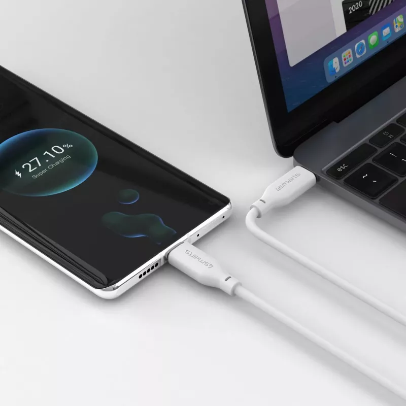 4smarts USB-C / USB-C silikoonkaabel High Flex 60W 1,5m valge
