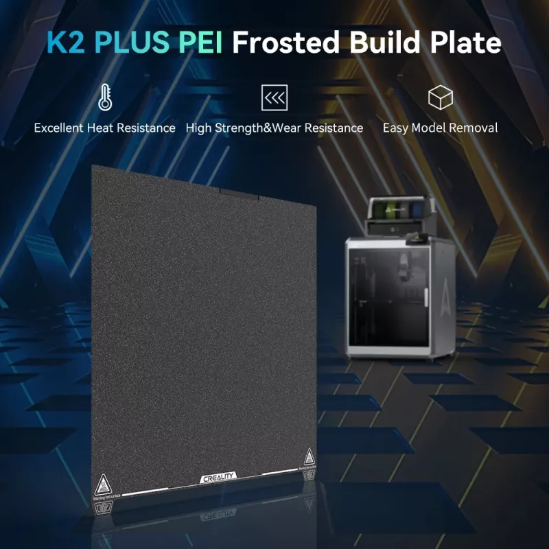 Ehitusplaat Creality K2 Plus PEI Frosteeritud 400×400 mm — vahetatav trükiplaad