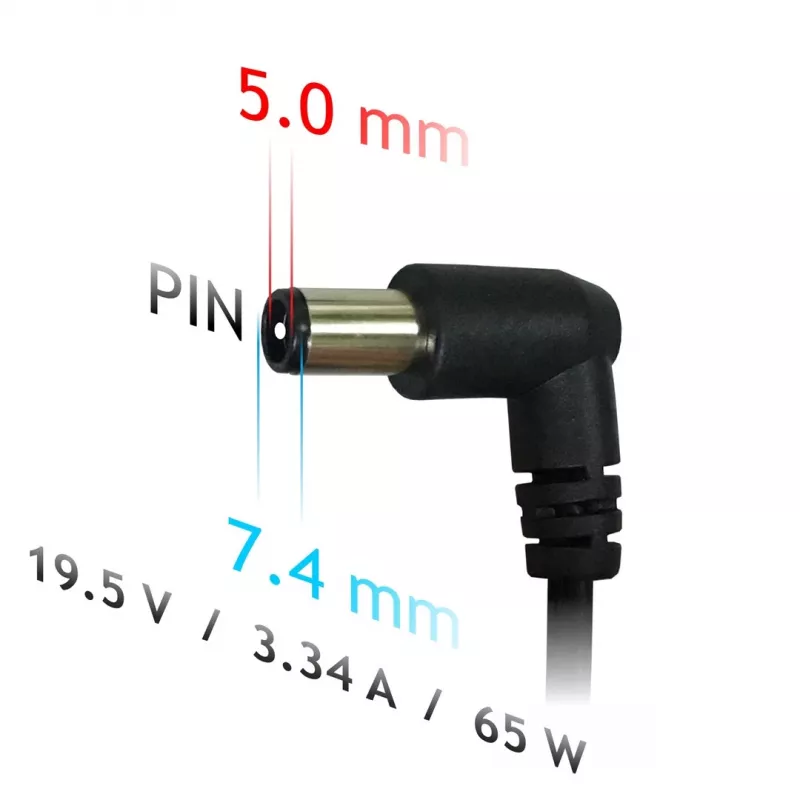 Sülearvuti toiteadapter Akyga AK-ND-05 65W 19.5V 3.34A DELL-ile, 1,2 m kaabel, must