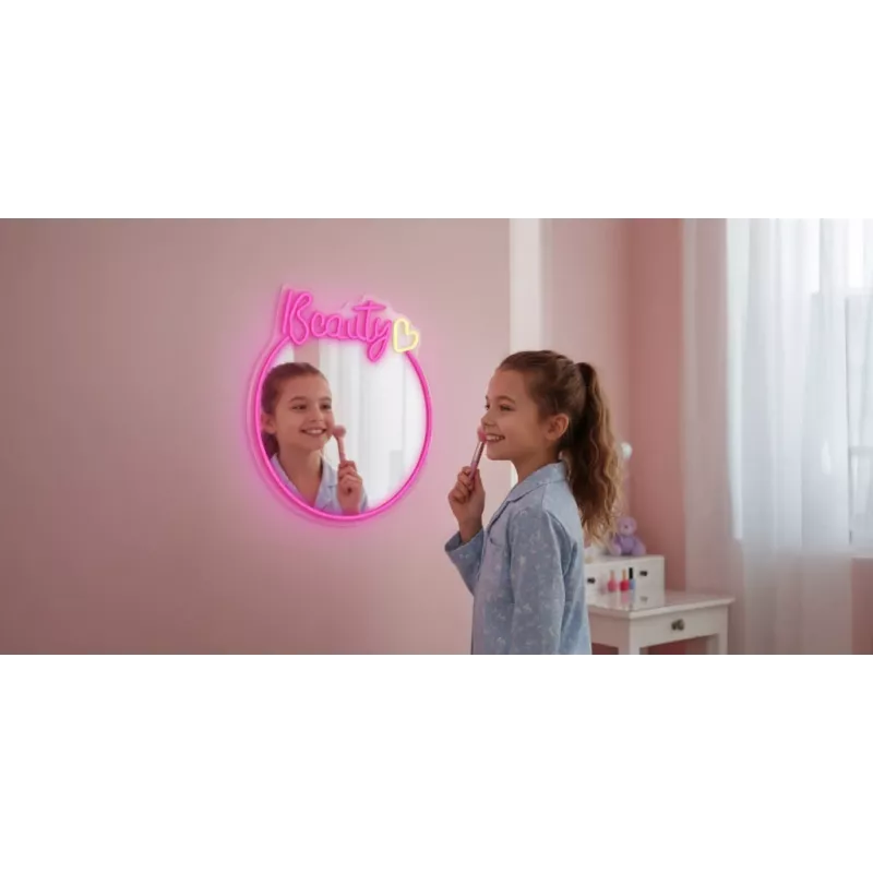 LED-neoonpeeglivalgusti MANTA MASNL130PK Style Neon Lights BEAUTY, roosa aktsent, dekoratiivne peeglivalgustus