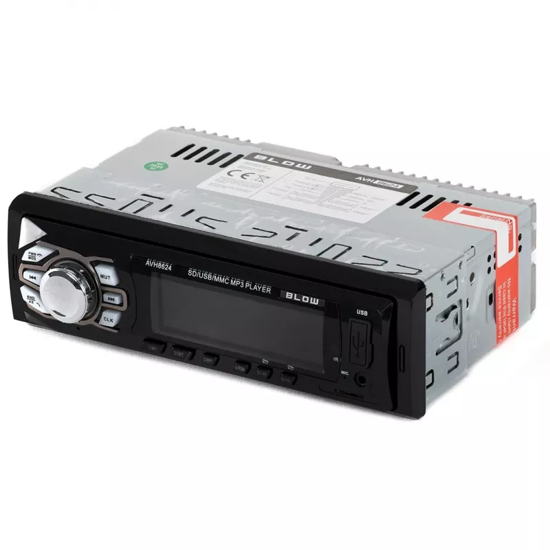 Autoraadio BLOW AVH-8624 — FM RDS, 45W RMS, Bluetooth, USB, MicroSD, AUX, LCD-ekraan, kaugjuhtimispult, must