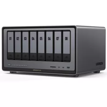 UGREEN NASync DXP8800 Plus 8-pesa NAS 0/8 SATA + 0/2 M.2 SSD, 2x 10GbE, 8 GB muutmälu