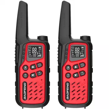 Kaasaskantav raadiosaatja Baofeng BF-T25E — 16 kanalit, 0,5 W, Li-Ion 1400 mAh, komplekt 2 tk (punane)