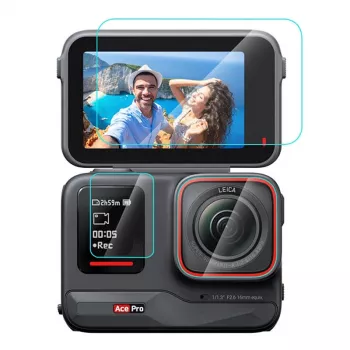 Ekraanikaitse Puluz 3-in-1 karastatud klaaskile Insta360 Ace Pro jaoks PU951T (komplektis 3 tk)