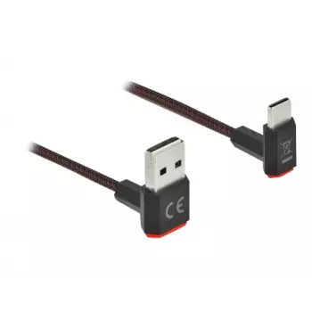 USB-kaabel DeLOCK EASY-USB 2.0 Type-A-pistik USB-C isasele nurgeline 0,2m must