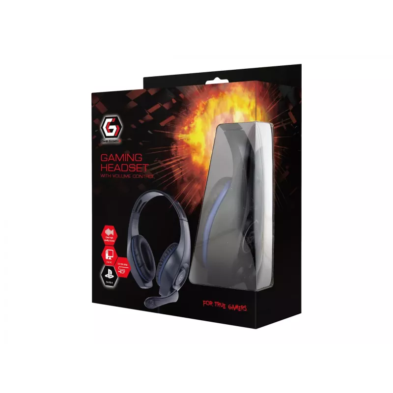 Wired gaming headset GEMBIRD GHS-05-B, circumaural, 20–20000 Hz, 2 m kaabel, 250 g, Must/blue