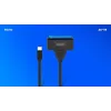 SAVIO SATA–USB-C liidesekaabel AK-69, SATA-emane–USB-C-isane, USB 3.2 Gen 1 (5 Gbit/s), 0,25 m, must