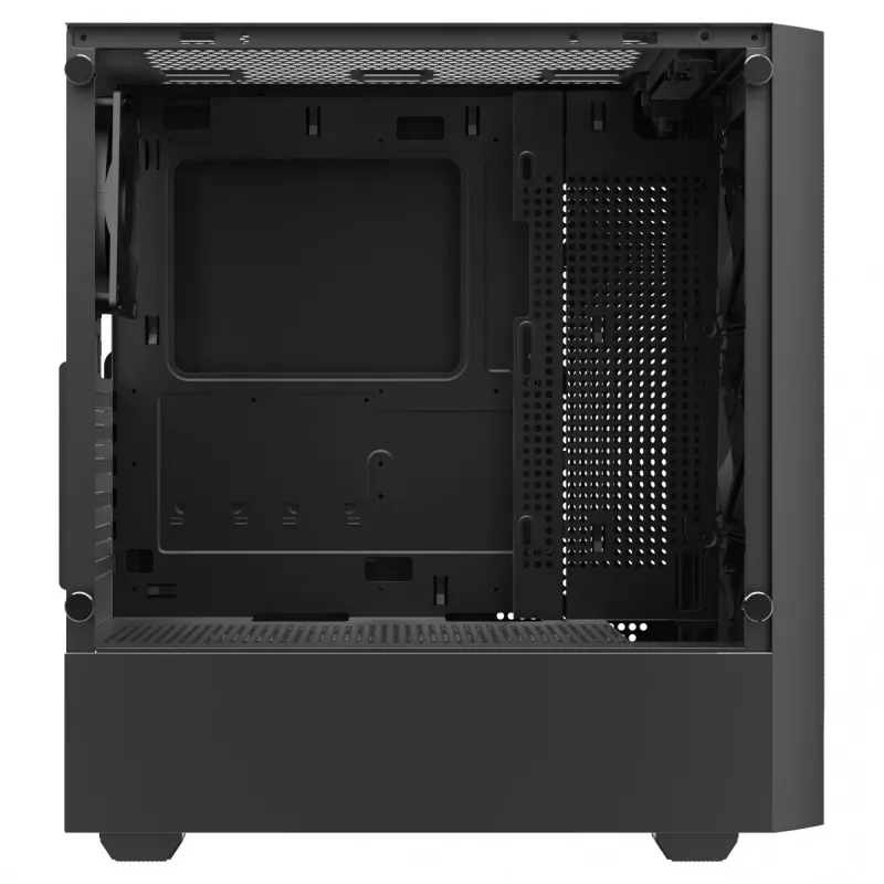 Arvuti korpus SAVIO Noctis Flow — kuubikujuline, Mini‑ITX/Micro‑ATX/ATX, 3x120 mm ees, 1x120 mm taga, 2x3,5 tolli + 3x2,5 tolli pesad, karastatud klaas