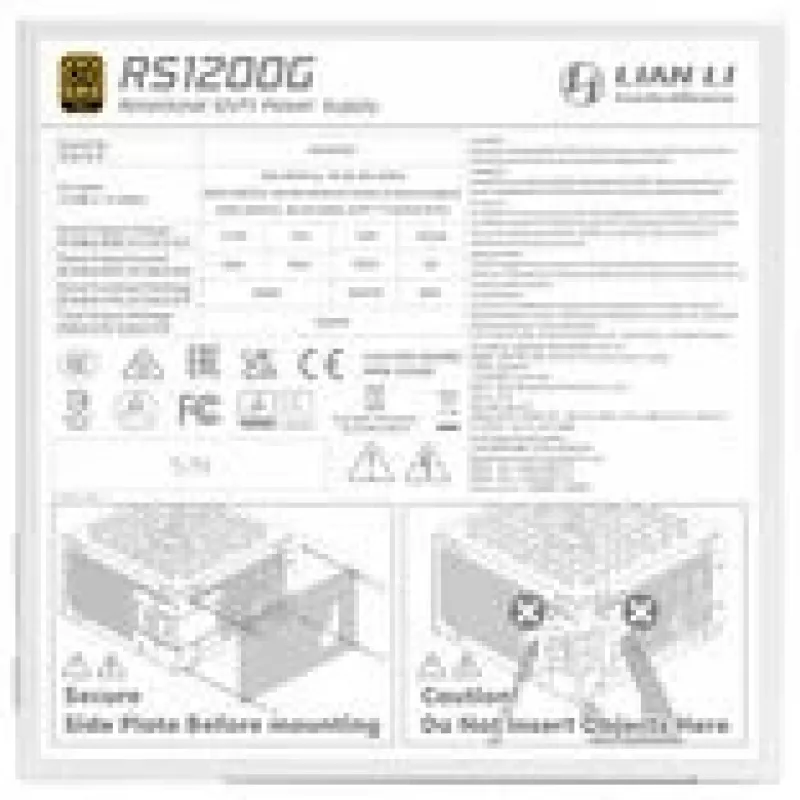 Toiteplokk Lian Li RS1200G 1200 W 20+4 kontakti ATX 80 PLUS Gold Valge