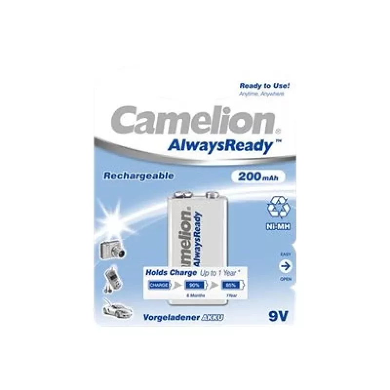 Camelion | 9V/6HR61 | 200 mAh | AlwaysReady laetavad patareid Ni-MH | 1 tk