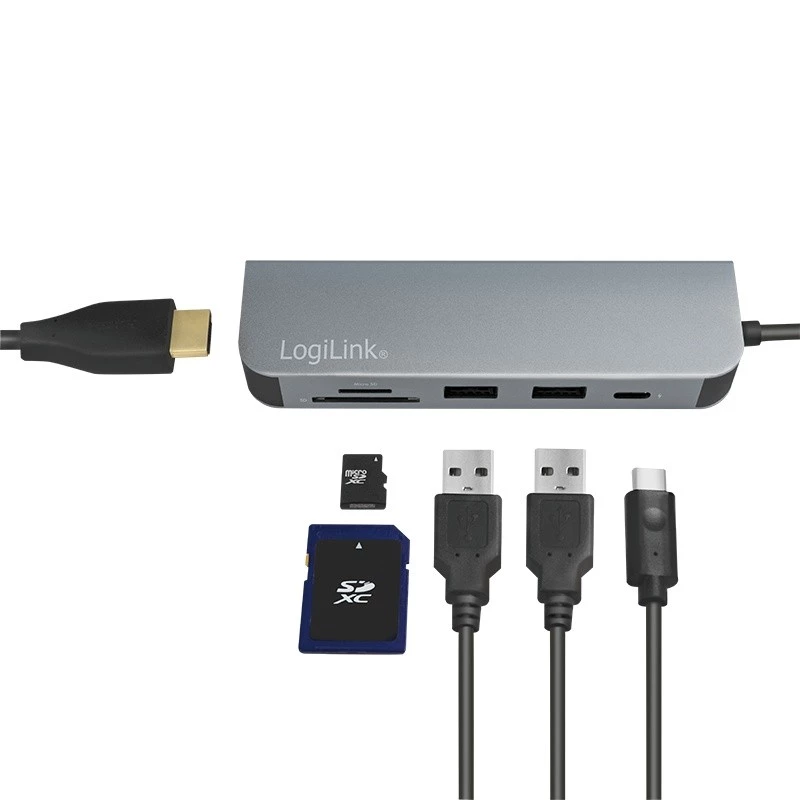 LogiLink UA0343 USB-C Multiport Hub Alumiinium USB 3.2 2. põlvkond Mult