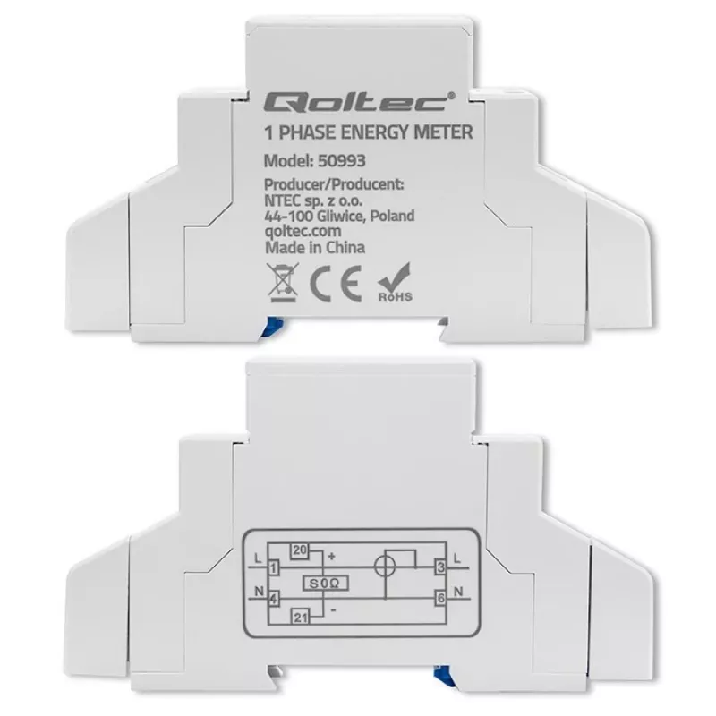 Ühefaasiline elektrooniline arvesti QOLTEC 50993 230V 30A