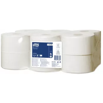 Tualettpaber Tork Universal Mini Jumbo T2, 2-kihiline, 9,1 cm × 150 m, valge, 12 tk