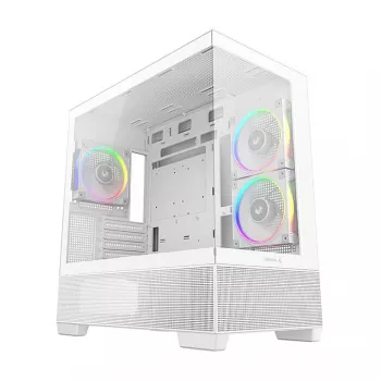 PC Midi Tower korpus DeepCool CG380 3F WH — Valge, 235×437×451 mm, toetab 2,5-tolliseid/3,5-tolliseid, alumine toiteplokk, 3x 120 mm ventilaatorid paigaldatud