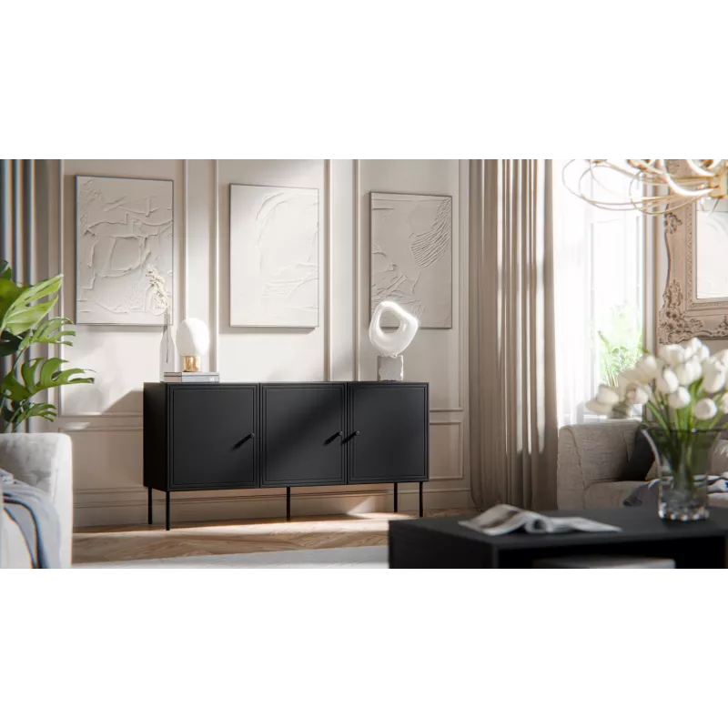 Cama 3D kummut PALAZZO BIS 151x40x75 matt must