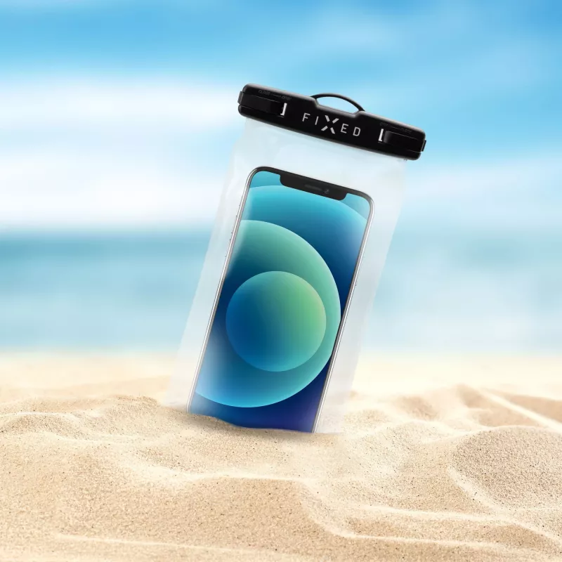 Veekindel universaalne mobiiltelefoni kaitseümbris FIXED Fixed Float — Must, universaalne sobivus, veekindel varrukas