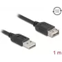 USB A – USB A kaabel DELOCK 81512 — USB 2.0, 1 m, must, kullatud kontaktidega