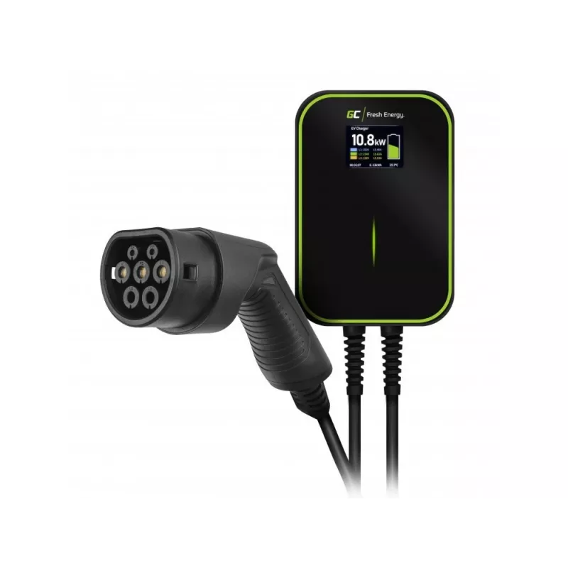 Elektrisõiduki laadimisjaam roheline Cell EV14 22 kW must alumiinium seinale