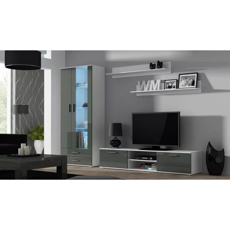Cama TV-alus SOHO 180 valge/hall läikiv