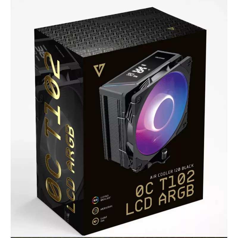 MODECOM Volcano 0C T102 LCD ARGB protsessori õhkjahuti 12 cm must