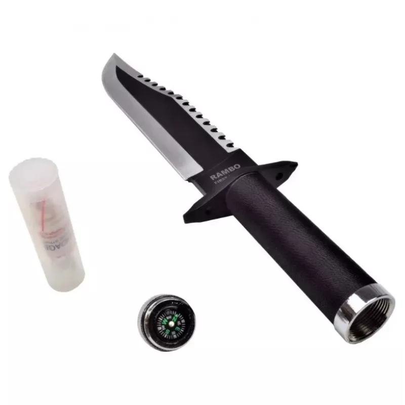 Fikseeritud ellujäämisnuga cinema classic CC-H2 — 400 mm üldpikkus, 250 mm terasest tera, sile ja sakiline, must käepide, kaasas nahast tupp