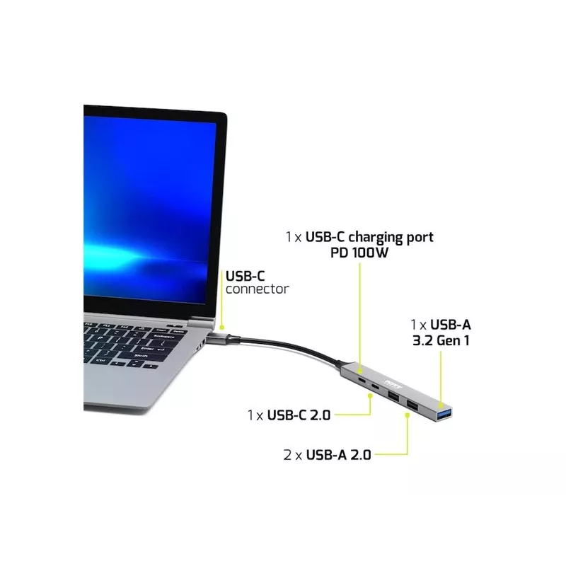 USB-Jaotur Port Designs 900163 USB-C 5000 Mbit/s Hõbedane