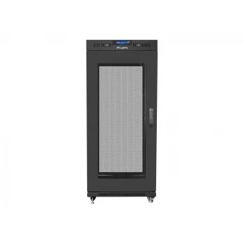 Paigalduskapp rack 19 27U 600x800 must, perforeeritud uks LCD (lamepakend)