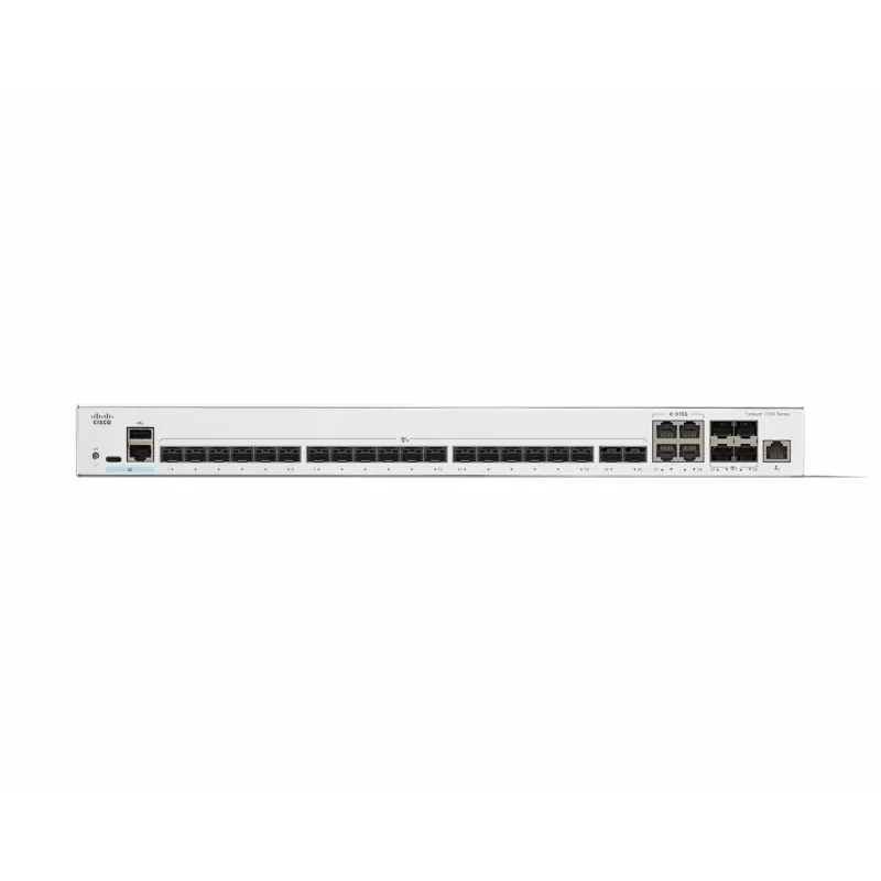 Võrgulüliti Cisco Catalyst C1300-24XS hallatav L2/L3, 480 Gbit/s kommuteerimisvõimsus, RJ-45/USB-C konsool, 16 000 MAC tabelit, hall, 4,15 kg