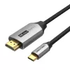 Vention USB-C–HDMI-kaabel CRBBH — 2 m, 4K@60Hz, must, USB-C–HDMI
