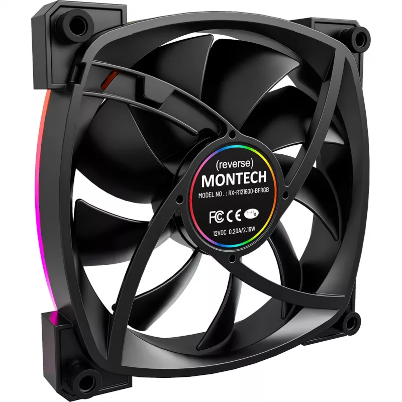 Ventilaator Montech RX120 PWM 12 cm Must 720–1760 RPM Rifle Bearing