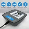 Akulaadija everActive NC1000MV2 — Ni-MH 4-pesaline USB-C laadija, 4 akut, 5 V, must, 110×99×38 mm