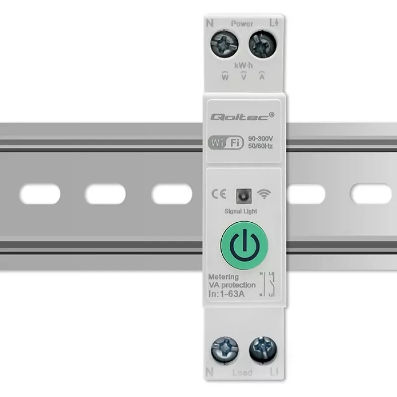 DIN-liistule paigaldatav WiFi-relee QOLTEC 50881 — võrgu lülitusrelee 63A elektripaigaldistele