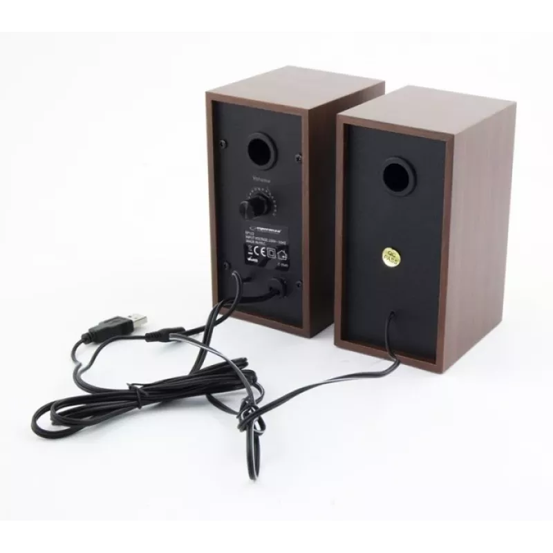 Kõlarid ESPERANZA EP122 2.0 juhtmega lauakõlarid, 2×6W RMS, puidust korpus, pöördnupp helitugevus, 60–20000 Hz