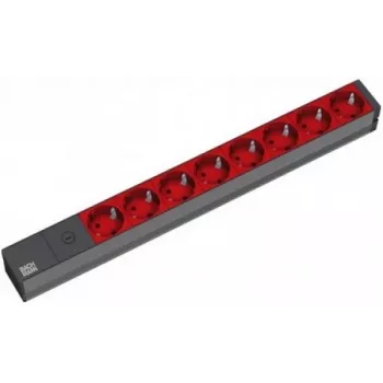 Bachmann 19'' 2m 8x Schuko H05VV-F 3G 1.00mm² pikendusjuhe 8 vahelduvvoolu pistikupesa Must, Punane